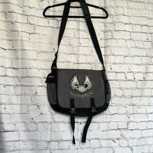 ⭐️ Orange County Choppers black & gray messenger bag storage pockets 16” x 11”